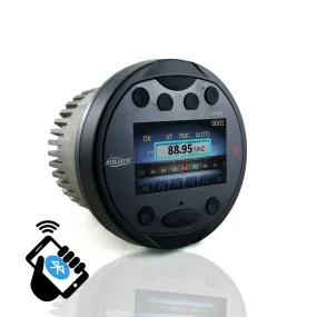 Waterproof Bluetooth Marine Digital Media Receiver Stereo Radio (Usb/Mp3, Aux, Video Inputs) Am/Fm Radio, Round/Circle, Black