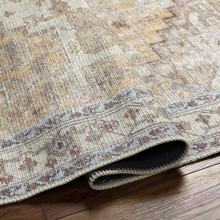 Wheatcroft Traditional Pale Orange Washable Area Rug