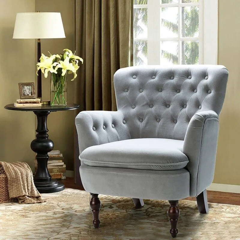 Wide Tufted Velvet Armchair
