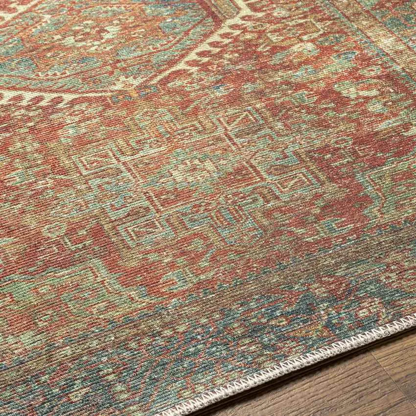 Xeros Traditional Rust Washable Area Rug