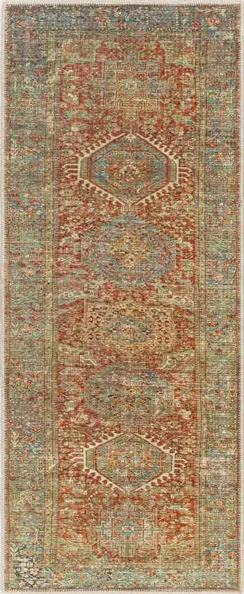 Xeros Traditional Rust Washable Area Rug